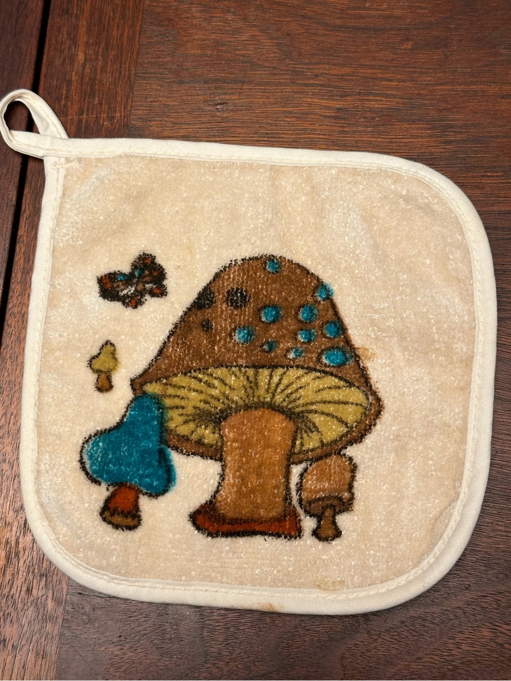 Mushroom butterfly Terry cloth potholder